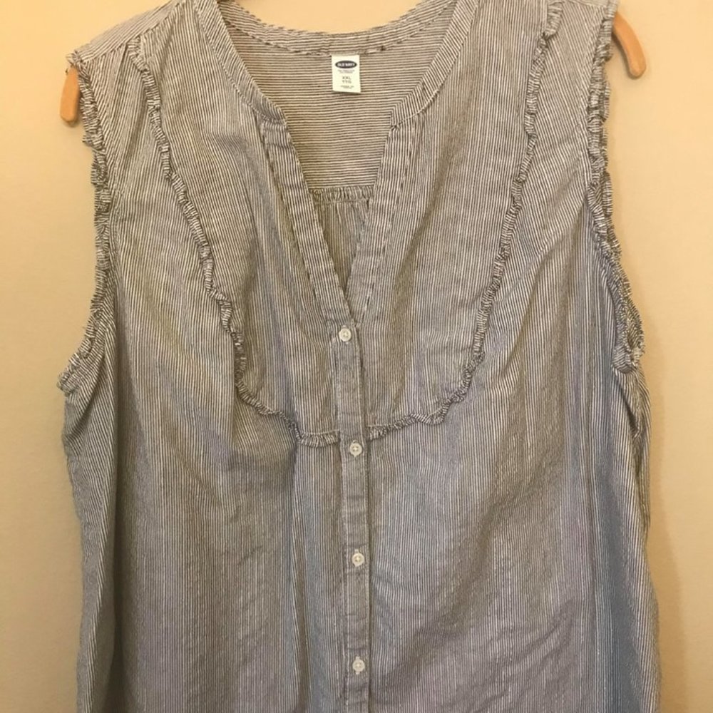 Old Navy XXL Pinstripe Glitter Tank Shirt - Casual
